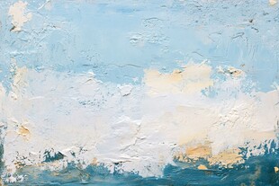 蓝白抽象质感天空油画