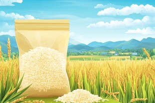 金黄稻田中的优质大米