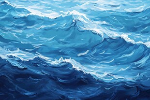 蓝色海浪油画纹理