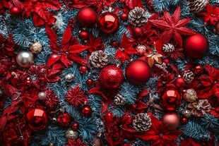 圣诞装饰 红与绿的节日氛围