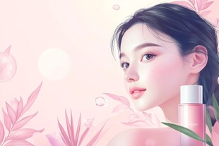 粉嫩美妆少女与护肤好物