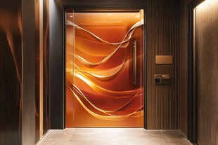 绚丽橙纹电梯门现代设计