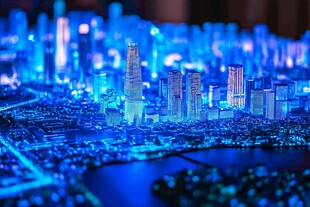 璀璨蓝光城市微缩景观