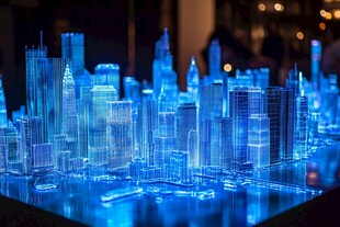 梦幻蓝光城市建筑模型