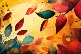秋日缤纷树叶抽象艺术图
