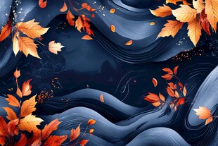 秋意波浪枫叶梦幻背景