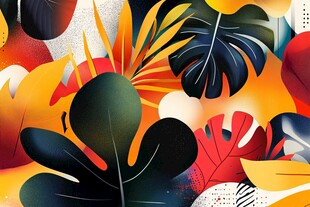 热带多彩植物插画艺术