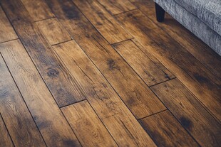 复古风木质地板与沙发一角