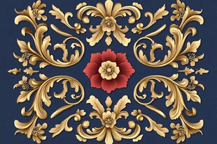 古典金色花卉装饰图案