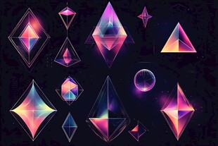 梦幻炫彩几何晶体图案