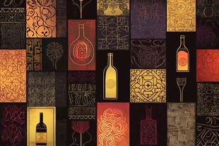 复古酒瓶图案拼接背景
