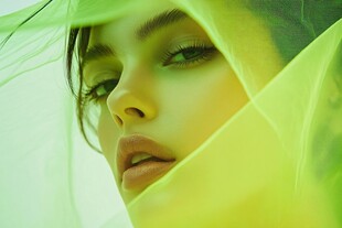 轻纱遮面的魅力女性