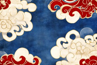 中式云纹蓝底传统图案