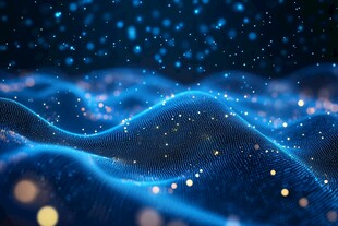 蓝色科技感波动粒子背景图