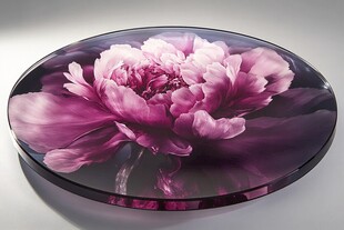 圆形牡丹花纹艺术桌面