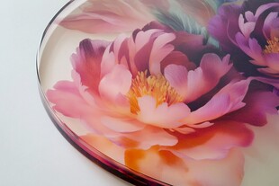 圆形花卉图案精美玻璃盘