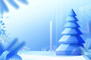 蓝色梦幻圣诞树插画背景