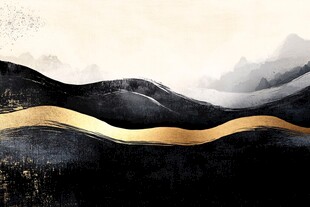 水墨金韵山水图