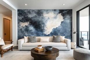现代简约风客厅艺术背景墙