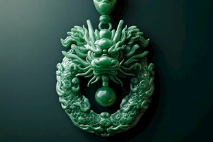 翠绿龙形玉佩挂件