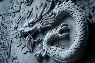 中式浮雕龙纹墙面艺术