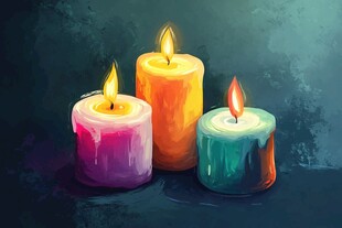 彩色燃烧蜡烛插画