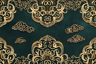中式黑金祥云古典花纹图案