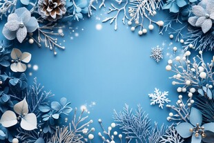 冬日蓝色花卉装饰背景