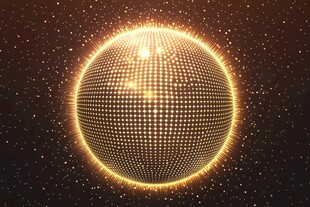 金色发光球体粒子背景图