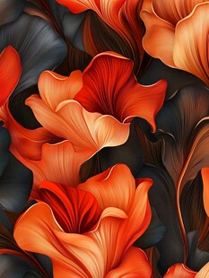 橙红花卉图案精美纹理