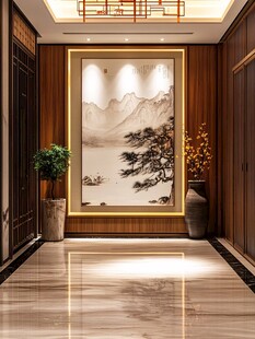 中式走廊的山水艺术景致