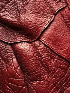 酒红色皮革纹理特写