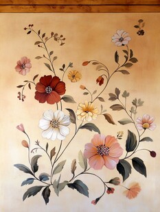 手绘花卉墙面装饰画