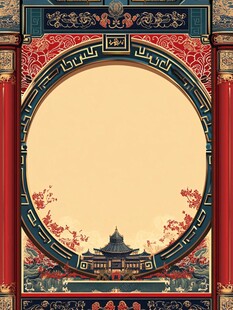 中式古典窗景边框图案