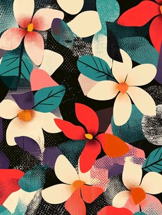 多彩花卉图案纹理背景