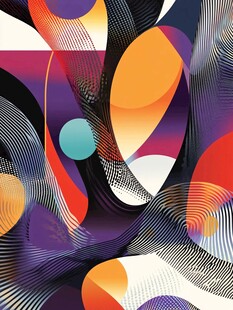 抽象多彩几何线条艺术图案
