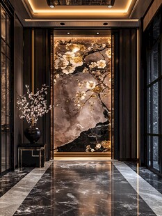 中式奢华玄关 艺术装饰画