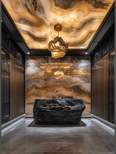 奢华大理石装饰的室内空间