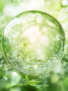 绿背景中的晶莹水泡