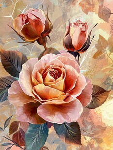 复古风三朵娇艳玫瑰花