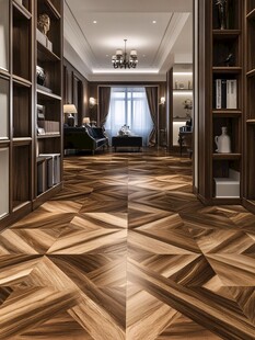 奢华木质拼花地板书房空间