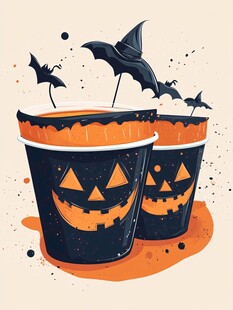 万圣节主题南瓜杯插画