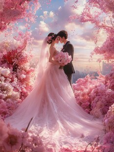 梦幻樱花下的浪漫婚礼