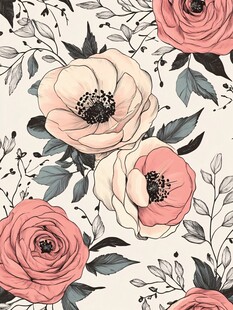 粉色花卉图案的唯美背景图