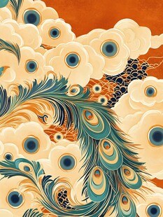 国风孔雀祥云精美图案