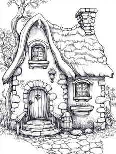 童话风小木屋手绘插画
