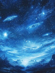 梦幻星空下的奇幻外星地貌