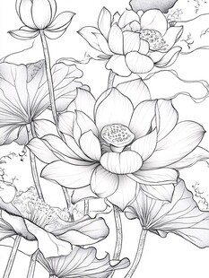 白描荷花图