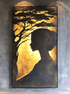 女子与树剪影艺术装饰画