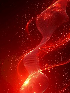 红色炫光流动波浪背景图